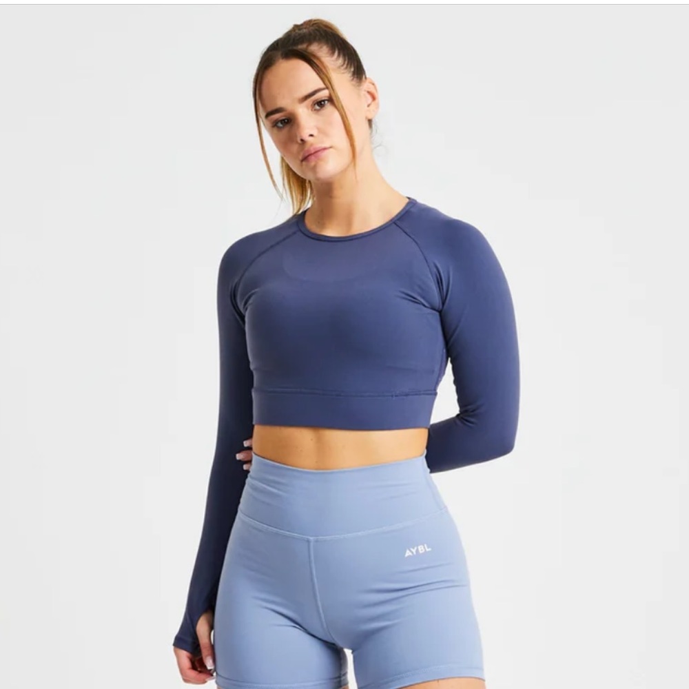 AYBL Core Long Sleeve Crop Top - Navy Blue